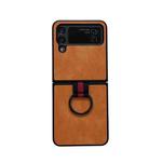 For Samsung Galaxy Z Flip4 Two-color Litchi Texture Phone Case With Ring(Orange)