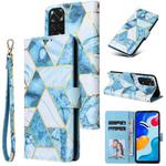 For Xiaomi Redmi Note 11S Marble Bronzing Stitching Horizontal Flip PU Leather Case(Blue)
