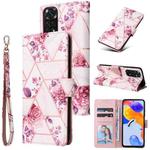 For Xiaomi Redmi Note 11 Pro Marble Bronzing Stitching Horizontal Flip PU Leather Case(Rose Gold)