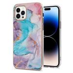 For iPhone 14 Pro Max Electroplating Pattern IMD TPU Shockproof Case (Milky Way Blue Marble)