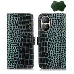 For Honor X40i Crocodile Top Layer Cowhide Leather Phone Case(Green)