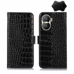 For Honor X40i Crocodile Top Layer Cowhide Leather Phone Case(Black)