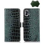 For Nothing Phone 1 Crocodile Top Layer Cowhide Leather Phone Case(Green)