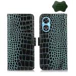 For OPPO A97 5G Crocodile Top Layer Cowhide Leather Phone Case(Green)