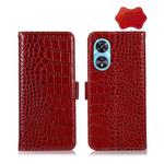 For OPPO A97 5G Crocodile Top Layer Cowhide Leather Phone Case(Red)