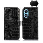 For OPPO A97 5G Crocodile Top Layer Cowhide Leather Phone Case(Black)