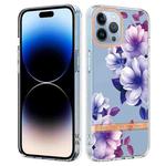 For iPhone 14 Pro Flowers and Plants Series IMD TPU Phone Case(Purple Begonia)