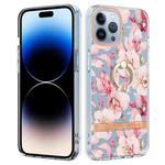 For iPhone 14 Pro Max Ring IMD Flowers TPU Phone Case (Pink Gardenia)