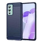 For OnePlus 9RT 5G Brushed Texture Carbon Fiber TPU Phone Case(Blue)