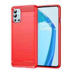 For OnePlus 9R Brushed Texture Carbon Fiber TPU Phone Case(Red)