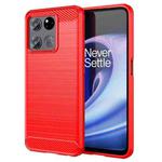 For OnePlus Ace Racing Brushed Texture Carbon Fiber TPU Phone Case(Red)