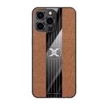 For iPhone 13 Pro XINLI Stitching Cloth Texture TPU Phone Case (Brown)