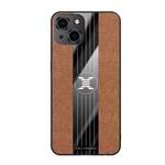 For iPhone 13 mini XINLI Stitching Cloth Texture TPU Phone Case (Brown)