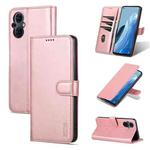 For OPPO Reno8 Lite AZNS Skin Feel Calf Texture Flip Leather Phone Case(Rose Gold)
