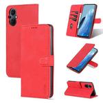 For OPPO Reno8 Lite AZNS Skin Feel Calf Texture Flip Leather Phone Case(Red)