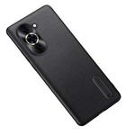 For Huawei nova 10 Pro Folding Holder Plain Leather Phone Case(Black)