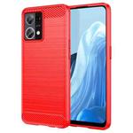 For OPPO Reno7 4G Brushed Texture Carbon Fiber TPU Phone Case(Red)