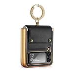 For Samsung Galaxy Z Flip4 5G Colorful Leather + PC Phone Case with Ring(Black)