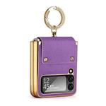 For Samsung Galaxy Z Flip4 5G Colorful Leather + PC Phone Case with Ring(Purple)