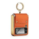 For Samsung Galaxy Z Flip4 5G Colorful Leather + PC Phone Case with Ring(Orange)