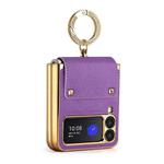 For Samsung Galaxy Z Flip3 5G Colorful Leather + PC Phone Case with Ring(Purple)