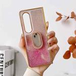 For Samsung Galaxy Z Fold4 5G Shinning Diamond Ring Holder Phone Case(Pink White)