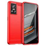 For Realme GT Neo3 Brushed Texture Carbon Fiber TPU Phone Case(Red)