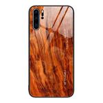 For Huawei P30 Pro Wood Grain Glass Protective Case(Light Brown)