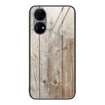 For Huawei P50 Pro Wood Grain Glass Protective Case(Grey)