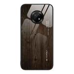 For Huawei Enjoy 20 Plus 5G Wood Grain Glass Protective Case(Black)