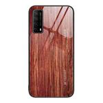 For Huawei Enjoy 20 SE Wood Grain Glass Protective Case(Coffee)