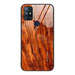 For OnePlus Nord N10 5G Wood Grain Glass Protective Case(Light Brown)