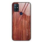 For OnePlus Nord N10 5G Wood Grain Glass Protective Case(Coffee)