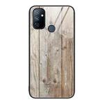 For OnePlus Nord N100 Wood Grain Glass Protective Case(Grey)