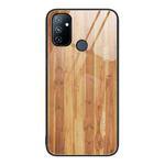 For OnePlus Nord N100 Wood Grain Glass Protective Case(Yellow)