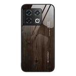 For OnePlus 10 Pro Wood Grain Glass Protective Case(Black)