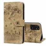 For Xiaomi Redmi Note 11 Pro 4G / 5G / Note 11E Pro Cartoon Sakura Cat Embossed Leather Phone Case(Brown)