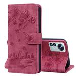For Xiaomi 12 Pro / 12S Pro Cartoon Sakura Cat Embossed Leather Phone Case(Wine Red)