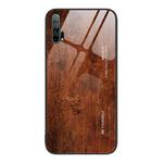 For Honor 20 Pro Wood Grain Glass Protective Case(Dark Brown)