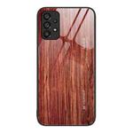 For Samsung Galaxy A53 Wood Grain Glass Protective Phone Case(Coffee)