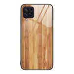 For Samsung Galaxy M32 Wood Grain Glass Protective Phone Case(Yellow)