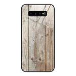 For Samsung Galaxy S10+ Wood Grain Glass Protective Phone Case(Grey)