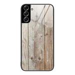For Samsung Galaxy S22+ 5G Wood Grain Glass Protective Phone Case(Grey)