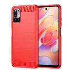 For Xiaomi Poco M3 Pro 5G Brushed Texture Carbon Fiber TPU Phone Case(Red)