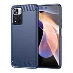 For Xiaomi Poco X4 NFC 5G Brushed Texture Carbon Fiber TPU Phone Case(Blue)