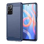 For Xiaomi Poco M4 Pro 5G Brushed Texture Carbon Fiber TPU Phone Case(Blue)