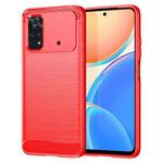 For Xiaomi Poco M4 Pro Brushed Texture Carbon Fiber TPU Phone Case(Red)