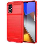 For Xiaomi Poco M4 5G Brushed Texture Carbon Fiber TPU Phone Case(Red)