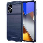 For Xiaomi Poco M4 5G Brushed Texture Carbon Fiber TPU Phone Case(Blue)