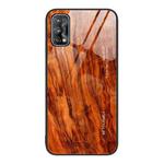 For Realme 7 Wood Grain Glass Protective Case(Light Brown)